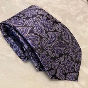 Renzo purple black paisley tie